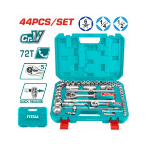 JUEGO 44 PCS/ RATCHET CON COPAS CTE 1/4 "+1/2"