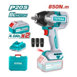 LLAVE DE IMPACTO 20V (1/2") 850 N/m + 2 BATERÍAS 4,0 Ah / SIN ESCOBILLAS (TOTAL)